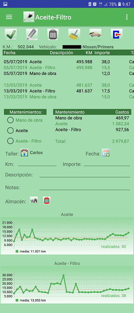 app web mantenimiento aceite